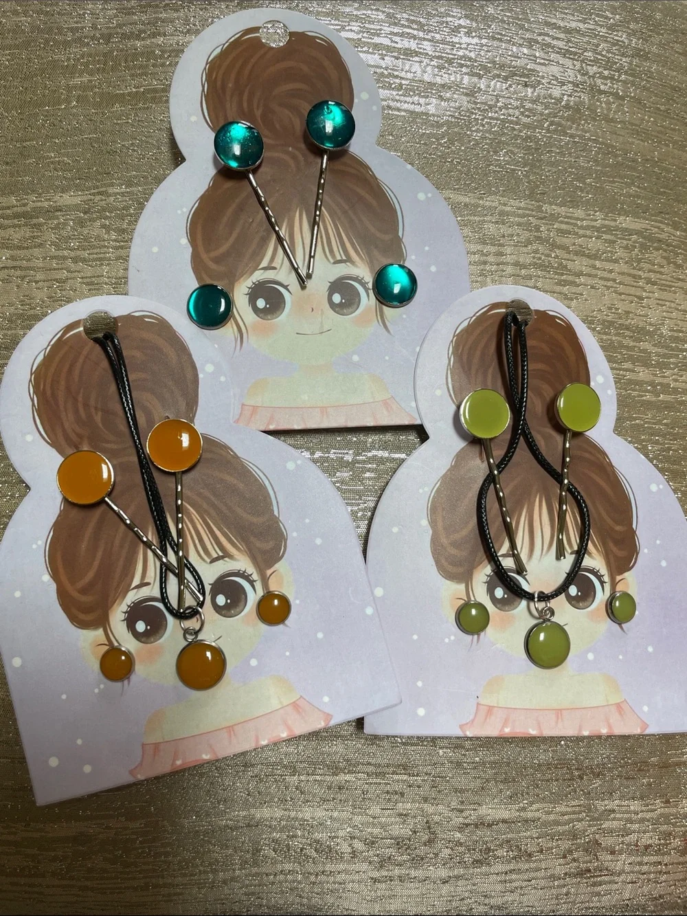 Girls' Bright Round Hair Tie & Earring Set - Teal, Orange, Lime